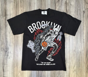 Warren Lotas Brooklyn Nets Slim Reaper Graphic Tee Black Mens Small NEW